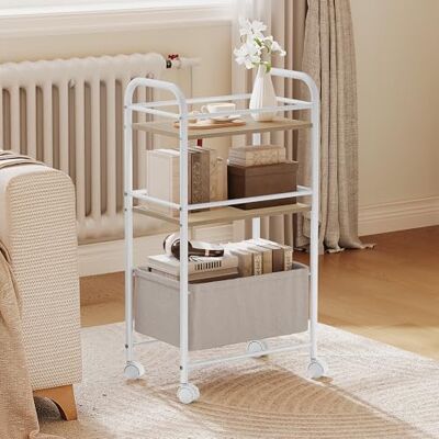 YITAHOME Chariot de Rangement en métal sur roulettes, Chariot de Cuisine à 3 Niveaux, Chariot de Rangement avec Panier tissé, Roues verrouillables, poignée, Chariot de Livres pour Bureau, Cuisine - Publicité YITAHOME Chariot de Rangement en métal sur roulettes, Chariot de Cuisine à 3 Niveaux, Chariot de Rangement avec Panier tissé, Roues verrouillables, poignée, Chariot de Livres pour Bureau, Cuisine - Publicité