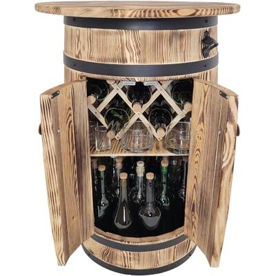 weeco Armoire en bois de pin en forme de tonneau avec étagère et étagère pour 30 à 40 bouteilles Étagère de bar rustique avec décapsuleur et porte-bouteilles pliable 80 x 55 x 44 cm Marron - Publicité weeco Armoire en bois de pin en forme de tonneau avec étagère et étagère pour 30 à 40 bouteilles Étagère de bar rustique avec décapsuleur et porte-bouteilles pliable 80 x 55 x 44 cm Marron - Publicité