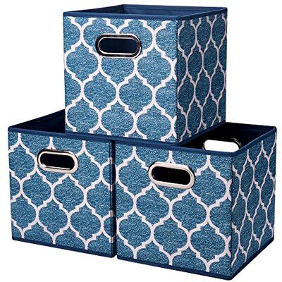 HSDT Boîte De Rangement, Crème Bleu Marine, Pliable, Tissu,27x27x28cm, Avec 2 Poignées En Métal, Compatible Avec l'organisateur De Cube 33CM, (Lot De 3) QY-SC09-3 - Publicité HSDT Boîte De Rangement, Crème Bleu Marine, Pliable, Tissu,27x27x28cm, Avec 2 Poignées En Métal, Compatible Avec l'organisateur De Cube 33CM, (Lot De 3) QY-SC09-3 - Publicité