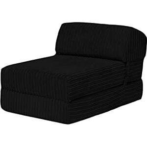 Loft 25 Futon Pliable Jumbo Cord Single Z-Bed Matelas Sofa Sleepover Guest Salon Soft et Confortable Chaise léger et Durable Qualité Cordon Tissu Meuble (Noir) - Publicité Loft 25 Futon Pliable Jumbo Cord Single Z-Bed Matelas Sofa Sleepover Guest Salon Soft et Confortable Chaise léger et Durable Qualité Cordon Tissu Meuble (Noir) - Publicité