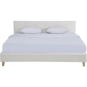 HOMIFAB Lit Adulte 180x200 cm avec tête de lit capitonnée en Tissu Beige Milo - Publicité HOMIFAB Lit Adulte 180x200 cm avec tête de lit capitonnée en Tissu Beige Milo - Publicité