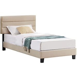 IDIMEX Lit 1 Place Florida 90x190 cm avec sommier, lit Simple pour Enfant ou Adulte, Hauteur réglable, lit en Tissu Beige - Publicité IDIMEX Lit 1 Place Florida 90x190 cm avec sommier, lit Simple pour Enfant ou Adulte, Hauteur réglable, lit en Tissu Beige - Publicité