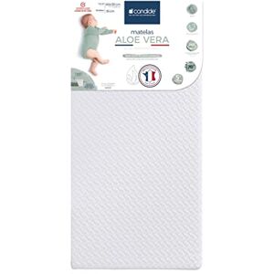 Candide Matelas Bébé 60x120x10cm Aloé Vera Idéal Peaux Sensibles Limites Risques Allergies Combat L'Eczéma Déhoussable Ferme Mousse Densité 20kg/m3 Fabriqué En France Garantie 5 Ans - Publicité