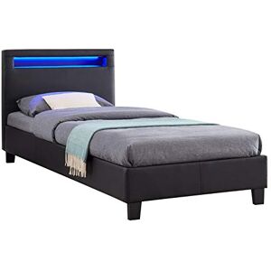 Lit LED Idimex LUCENO - 90x190cm, Noir, Sommier, Moderne - Publicité Lit LED Idimex LUCENO - 90x190cm, Noir, Sommier, Moderne - Publicité
