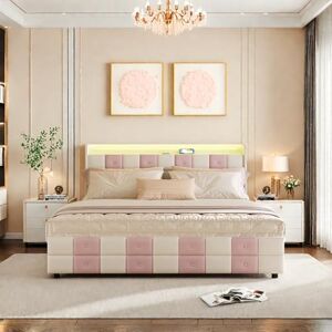 Lit adulte 140x200cm avec 4 tiroirs, Cadre de lit en métal avec sommier Lit adulte 140x200cm avec 4 tiroirs, Cadre de lit en métal avec sommier