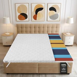 SLIPIO Surmatelas 6 cm de Haut Massage profilé 5 Zones Ergo+, Adaptation optimale au Corps Housse Respirante et Lavable en Machine Surmatelas hypoallergénique (Blanc, 160 x 200 cm) - Publicité SLIPIO Surmatelas 6 cm de Haut Massage profilé 5 Zones Ergo+, Adaptation optimale au Corps Housse Respirante et Lavable en Machine Surmatelas hypoallergénique (Blanc, 160 x 200 cm) - Publicité