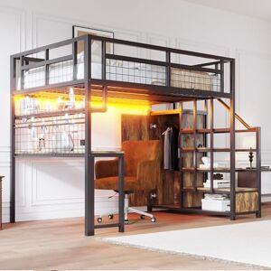 Merax Lit Mezzanine 140x200 cm en métal, avec Armoire et Bureau, Multifonctionnel Lit Enfant avec échelle de Rangement, Noir (sans Matelas) - Publicité Merax Lit Mezzanine 140x200 cm en métal, avec Armoire et Bureau, Multifonctionnel Lit Enfant avec échelle de Rangement, Noir (sans Matelas) - Publicité