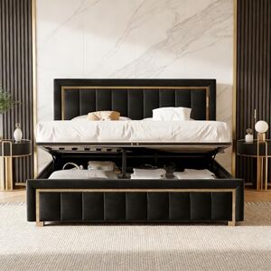 HYNHXBP Lit Coffre 140x200 cm avec Sommier à Lattes, Lit Double Rembourré avec Rangement Hydraulique et Tête de Lit, Velours Noir, Lit 2 Personnes pour Adultes et Adolescents, sans Matelas - Publicité HYNHXBP Lit Coffre 140x200 cm avec Sommier à Lattes, Lit Double Rembourré avec Rangement Hydraulique et Tête de Lit, Velours Noir, Lit 2 Personnes pour Adultes et Adolescents, sans Matelas - Publicité