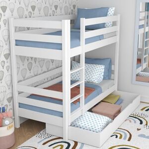 N-wood N01 Lit superposé 2 Places avec tiroir 90x200, Lit Enfant ou Adultes, 100% en Massif Bois, Échelle à Gauche ou Droite, Cadre Inclus, Sûr Bords arrondis, Construction Stable, Blanc - Publicité N-wood N01 Lit superposé 2 Places avec tiroir 90x200, Lit Enfant ou Adultes, 100% en Massif Bois, Échelle à Gauche ou Droite, Cadre Inclus, Sûr Bords arrondis, Construction Stable, Blanc - Publicité