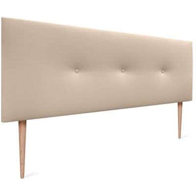DHOME Tête en simili cuir ou tissu Acualine lisse avec boutons recouverts en haut de gamme, tête de lit de luxe rembourrée moderne (simili cuir beige, 145 x 105 cm (lits 120/135/140)) - Publicité DHOME Tête en simili cuir ou tissu Acualine lisse avec boutons recouverts en haut de gamme, tête de lit de luxe rembourrée moderne (simili cuir beige, 145 x 105 cm (lits 120/135/140)) - Publicité