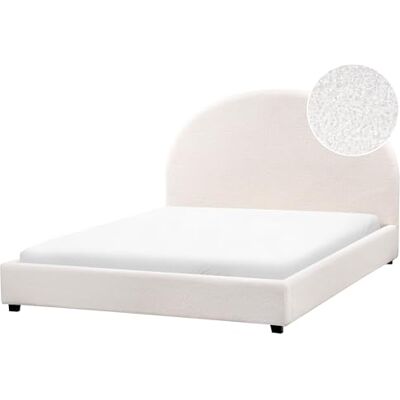 Beliani Lit Double Minimaliste 140 x 200 cm en Bouclé Tête de Lit Demi-Ronde Blanc Cassé Vaucluse - Publicité Beliani Lit Double Minimaliste 140 x 200 cm en Bouclé Tête de Lit Demi-Ronde Blanc Cassé Vaucluse - Publicité