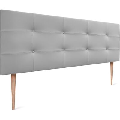 DHOME Tête de lit Capitone capitonnée Acualine en Simili-Cuir ou Tissu avec Pieds en Bois de pin Epaisseur 8cm Têtes de lit Capitone capitonnées capitonnées (Similicuir Gris Clair, 145 (135/140)) - Publicité DHOME Tête de lit Capitone capitonnée Acualine en Simili-Cuir ou Tissu avec Pieds en Bois de pin Epaisseur 8cm Têtes de lit Capitone capitonnées capitonnées (Similicuir Gris Clair, 145 (135/140)) - Publicité