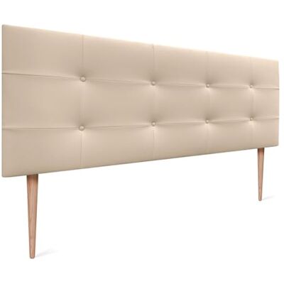 DHOME Tête de lit Capitone capitonnée Acualine en Simili-Cuir ou Tissu avec Pieds en Bois de pin Epaisseur 8cm Têtes de lit Capitone capitonnées capitonnées (Similicuir Beig, 145 (135/140)) - Publicité DHOME Tête de lit Capitone capitonnée Acualine en Simili-Cuir ou Tissu avec Pieds en Bois de pin Epaisseur 8cm Têtes de lit Capitone capitonnées capitonnées (Similicuir Beig, 145 (135/140)) - Publicité