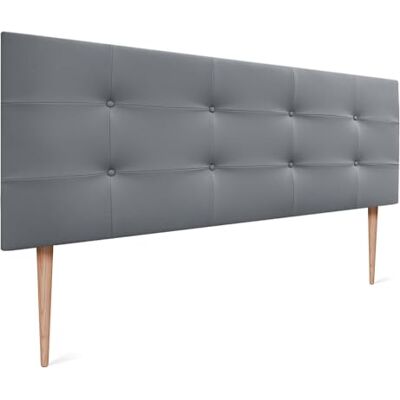DHOME Tête de lit Capitone capitonnée Acualine en Simili-Cuir ou Tissu avec Pieds en Bois de pin Epaisseur 8cm Têtes de lit Capitone capitonnées capitonnées (Similicuir Gris, 145 (135/140)) - Publicité DHOME Tête de lit Capitone capitonnée Acualine en Simili-Cuir ou Tissu avec Pieds en Bois de pin Epaisseur 8cm Têtes de lit Capitone capitonnées capitonnées (Similicuir Gris, 145 (135/140)) - Publicité