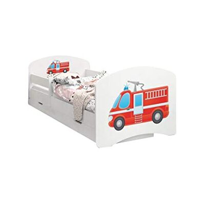 Happy Babies Lit d'enfant double face avec tiroir Design moderne avec bords sûrs et matelas en mousse anti-chute de 7 cm (190 x 90, 68ème camion de pompier) - Publicité Happy Babies Lit d'enfant double face avec tiroir Design moderne avec bords sûrs et matelas en mousse anti-chute de 7 cm (190 x 90, 68ème camion de pompier) - Publicité