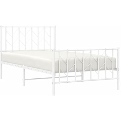 vidaXL Cadre de Lit Métal avec Tête de Lit Pied de Lit, Lit Simple avec Sommier à Lattes, Lit Adulte avec Pied Chambre, Moderne, Blanc 100x190 cm - Publicité vidaXL Cadre de Lit Métal avec Tête de Lit Pied de Lit, Lit Simple avec Sommier à Lattes, Lit Adulte avec Pied Chambre, Moderne, Blanc 100x190 cm - Publicité