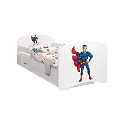 Happy Babies LIT D'ENFANT DOUBLE FACE AVEC TIROIR Design moderne avec bords sécurisés et matelas en mousse antichute 7 cm (Superman, 160/80) - Publicité Happy Babies LIT D'ENFANT DOUBLE FACE AVEC TIROIR Design moderne avec bords sécurisés et matelas en mousse antichute 7 cm (Superman, 160/80) - Publicité