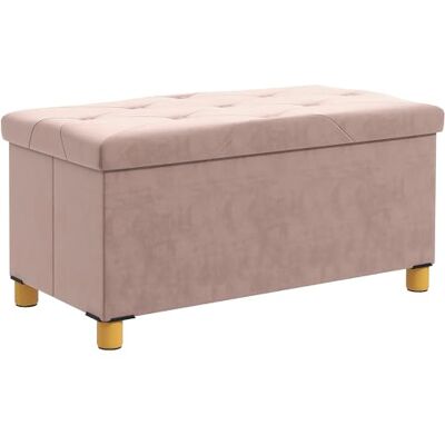 HOMCOM Banc de Rangement, Bout de lit, Pliable, 76 x 38 x 38 cm, Volume 67 L, capacité de Charge 120 kg, avec Couvercle, pour Chambre, Couloir, Salon, Rose - Publicité HOMCOM Banc de Rangement, Bout de lit, Pliable, 76 x 38 x 38 cm, Volume 67 L, capacité de Charge 120 kg, avec Couvercle, pour Chambre, Couloir, Salon, Rose - Publicité