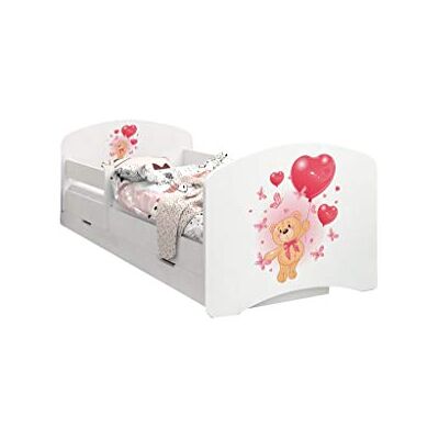 Happy Babies LIT D'ENFANT DOUBLE FACE AVEC TIROIR Design moderne avec bords sécurisés et matelas en mousse antichute 7 cm (Ours avec des ballons, 160/80) - Publicité Happy Babies LIT D'ENFANT DOUBLE FACE AVEC TIROIR Design moderne avec bords sécurisés et matelas en mousse antichute 7 cm (Ours avec des ballons, 160/80) - Publicité