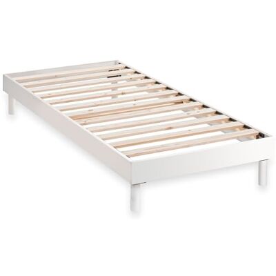 BLUE MOON Sommier à Lattes Eco Easykit 90x190 Blanc Sapin Massif FSC 12 Lattes 7 cm 4 Pieds Hêtre Massif Hauteur 27 cm Montage Kit 15 min Compatible Tous Matelas Fabriqué en Belgique - Publicité BLUE MOON Sommier à Lattes Eco Easykit 90x190 Blanc Sapin Massif FSC 12 Lattes 7 cm 4 Pieds Hêtre Massif Hauteur 27 cm Montage Kit 15 min Compatible Tous Matelas Fabriqué en Belgique - Publicité