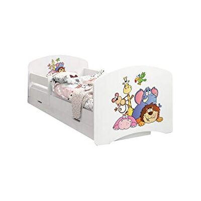 Happy Babies LIT D'ENFANT DOUBLE FACE AVEC TIROIR Design moderne avec bords sécurisés et matelas en mousse antichute 7 cm (Safari, 140x70) - Publicité Happy Babies LIT D'ENFANT DOUBLE FACE AVEC TIROIR Design moderne avec bords sécurisés et matelas en mousse antichute 7 cm (Safari, 140x70) - Publicité