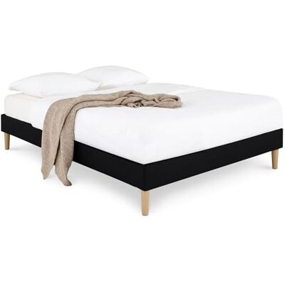 IDIMEX Sommier tapissier VANNES 120 x 190 cm Structure en Bois et revêtement en Tissu Noir, Cadre de lit avec Pieds et sommier à Lattes pour 1 Personne - Publicité IDIMEX Sommier tapissier VANNES 120 x 190 cm Structure en Bois et revêtement en Tissu Noir, Cadre de lit avec Pieds et sommier à Lattes pour 1 Personne - Publicité