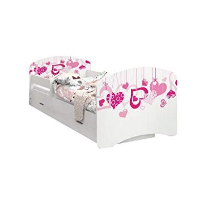 Happy Babies LIT D'ENFANT DOUBLE FACE AVEC TIROIR Design moderne avec bords sécurisés et matelas en mousse antichute 7 cm (Coeurs qui Tombent, 180x90) - Publicité Happy Babies LIT D'ENFANT DOUBLE FACE AVEC TIROIR Design moderne avec bords sécurisés et matelas en mousse antichute 7 cm (Coeurs qui Tombent, 180x90) - Publicité