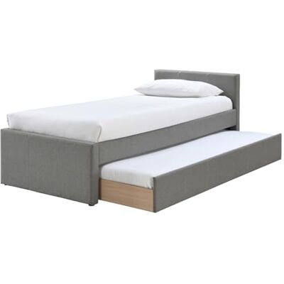 Miliboo Lit gigogne en Tissu Gris 90x190 cm Macco - Publicité Miliboo Lit gigogne en Tissu Gris 90x190 cm Macco - Publicité