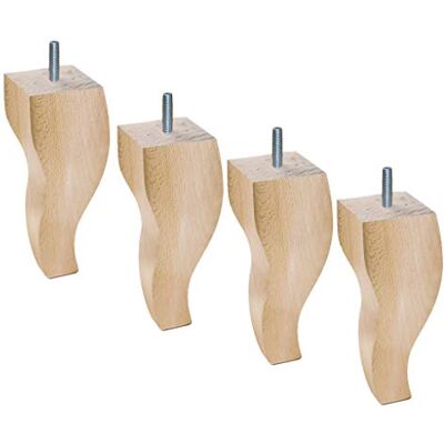 MARGOT 3700527828459 Louis XV Lot de 4 Pieds de Sommier, Vernis Naturel, Hauteur 15 cm - Publicité MARGOT 3700527828459 Louis XV Lot de 4 Pieds de Sommier, Vernis Naturel, Hauteur 15 cm - Publicité