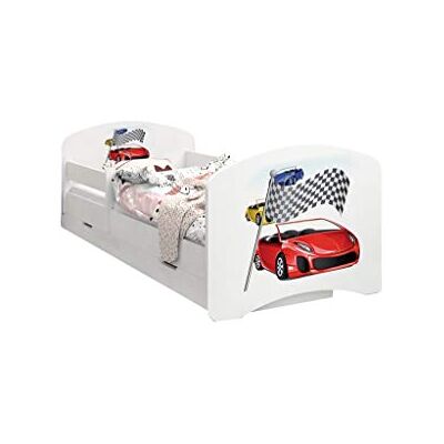 Happy Babies LIT D'ENFANT DOUBLE FACE AVEC TIROIR Design moderne avec bords sécurisés et matelas en mousse antichute 7 cm (3 Voitures, 160/80) - Publicité Happy Babies LIT D'ENFANT DOUBLE FACE AVEC TIROIR Design moderne avec bords sécurisés et matelas en mousse antichute 7 cm (3 Voitures, 160/80) - Publicité