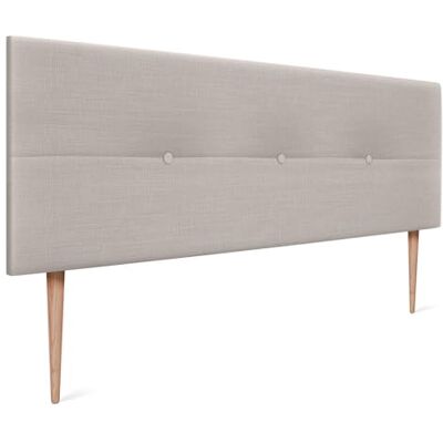 DHOME Tête de lit tapissée en lin naturel avec boutons et pieds en bois (lin naturel, 160 x 105 cm (150/160) - Publicité DHOME Tête de lit tapissée en lin naturel avec boutons et pieds en bois (lin naturel, 160 x 105 cm (150/160) - Publicité