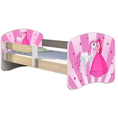 ACMA Lit Enfant Junior Sommier à Lattes Matelas Gratuite CHÊNE Sonoma II (08 Princesse avec Poney, 140 x 70 cm) - Publicité ACMA Lit Enfant Junior Sommier à Lattes Matelas Gratuite CHÊNE Sonoma II (08 Princesse avec Poney, 140 x 70 cm) - Publicité
