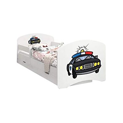 Happy Babies LIT D'ENFANT DOUBLE FACE AVEC TIROIR Design moderne avec bords sécurisés et matelas en mousse antichute 7 cm (Police, 160/80) - Publicité Happy Babies LIT D'ENFANT DOUBLE FACE AVEC TIROIR Design moderne avec bords sécurisés et matelas en mousse antichute 7 cm (Police, 160/80) - Publicité