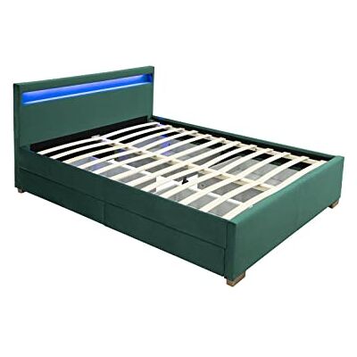 CONCEPT USINE Lit ENFIELD 160x200 cm Velours Vert Tiroirs de Rangement LED 4 Couleurs - Publicité CONCEPT USINE Lit ENFIELD 160x200 cm Velours Vert Tiroirs de Rangement LED 4 Couleurs - Publicité