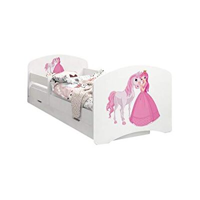 Happy Babies LIT D'ENFANT DOUBLE FACE AVEC TIROIR Design moderne avec bords sécurisés et matelas en mousse antichute 7 cm (Princesse à cheval, 160/80) - Publicité Happy Babies LIT D'ENFANT DOUBLE FACE AVEC TIROIR Design moderne avec bords sécurisés et matelas en mousse antichute 7 cm (Princesse à cheval, 160/80) - Publicité