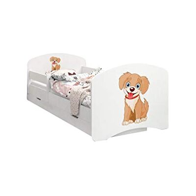 Happy Babies LIT D'ENFANT DOUBLE FACE AVEC TIROIR Design moderne avec bords sécurisés et matelas en mousse antichute 7 cm (Chien, 160/80) - Publicité Happy Babies LIT D'ENFANT DOUBLE FACE AVEC TIROIR Design moderne avec bords sécurisés et matelas en mousse antichute 7 cm (Chien, 160/80) - Publicité
