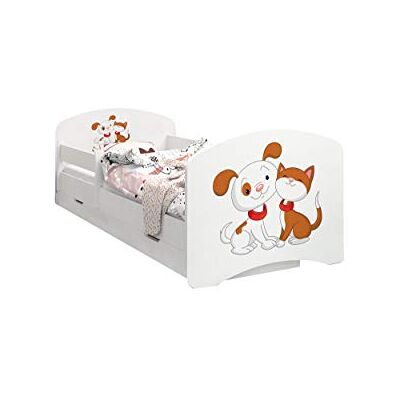 Happy Babies LIT D'ENFANT DOUBLE FACE AVEC TIROIR Design moderne avec bords sécurisés et matelas en mousse antichute 7 cm (Chien et chatons, 140x70) - Publicité Happy Babies LIT D'ENFANT DOUBLE FACE AVEC TIROIR Design moderne avec bords sécurisés et matelas en mousse antichute 7 cm (Chien et chatons, 140x70) - Publicité