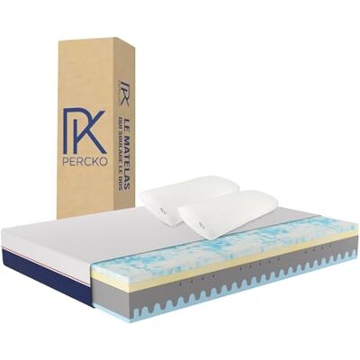 PERCKO , Pack 1 Matelas Mousse 140 x 200 cm + 2 Oreillers, Soulage Le Mal de Dos, 100% Mousses certifiées Oeko-TEX Standard 100 et CertiPur, Mousse à mémoire de Forme, Équilibré, 5 Couches - Publicité PERCKO , Pack 1 Matelas Mousse 140 x 200 cm + 2 Oreillers, Soulage Le Mal de Dos, 100% Mousses certifiées Oeko-TEX Standard 100 et CertiPur, Mousse à mémoire de Forme, Équilibré, 5 Couches - Publicité