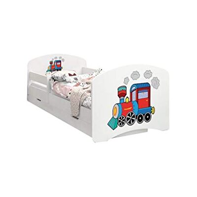 Happy Babies LIT D'ENFANT DOUBLE FACE AVEC TIROIR Design moderne avec bords sécurisés et matelas en mousse antichute 7 cm (Train, 160/80) - Publicité Happy Babies LIT D'ENFANT DOUBLE FACE AVEC TIROIR Design moderne avec bords sécurisés et matelas en mousse antichute 7 cm (Train, 160/80) - Publicité