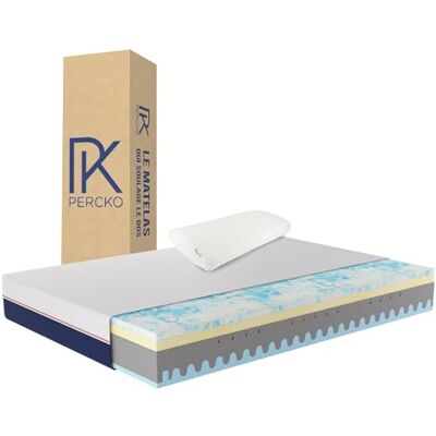 PERCKO , Pack 1 Matelas Mousse 90 x 200 cm + 1 Oreiller, Soulage Le Mal de Dos, 100% Mousses certifiées Oeko-TEX Standard 100 et CertiPur, Mousse à mémoire de Forme, Équilibré, 5 Couches - Publicité PERCKO , Pack 1 Matelas Mousse 90 x 200 cm + 1 Oreiller, Soulage Le Mal de Dos, 100% Mousses certifiées Oeko-TEX Standard 100 et CertiPur, Mousse à mémoire de Forme, Équilibré, 5 Couches - Publicité
