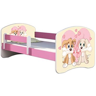 ACMA Lit Enfant 80 x 160 cm avec Matelas et Sommier à Lattes Lit Junior avec Barrière de Sécurité, Personnalisé Motif 12 Deux Petits Chiens Rose, Lit pour Fille dès 3 Ans, Charge Jusqu’à 120 kg - Publicité ACMA Lit Enfant 80 x 160 cm avec Matelas et Sommier à Lattes Lit Junior avec Barrière de Sécurité, Personnalisé Motif 12 Deux Petits Chiens Rose, Lit pour Fille dès 3 Ans, Charge Jusqu’à 120 kg - Publicité