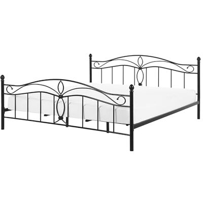 Beliani Lit Double Métallique Noir 160 x 200 cm en Fer Forgé avec Sommier à Lattes Inclus Style Romantique pour Chambre au Style Boho ou Rétro - Publicité Beliani Lit Double Métallique Noir 160 x 200 cm en Fer Forgé avec Sommier à Lattes Inclus Style Romantique pour Chambre au Style Boho ou Rétro - Publicité