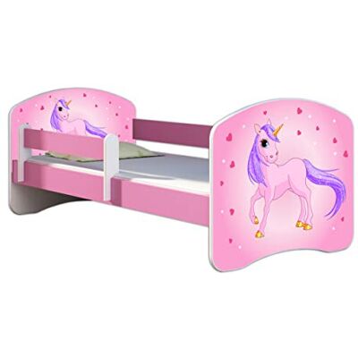 ACMA Lit Enfant 70 x 140 cm avec Matelas et Sommier à Lattes Lit Junior avec Barrière de Sécurité, Personnalisé Motif 17 Poney Rose, Lit pour Fille dès 3 Ans, Charge Jusqu’à 120 kg - Publicité ACMA Lit Enfant 70 x 140 cm avec Matelas et Sommier à Lattes Lit Junior avec Barrière de Sécurité, Personnalisé Motif 17 Poney Rose, Lit pour Fille dès 3 Ans, Charge Jusqu’à 120 kg - Publicité