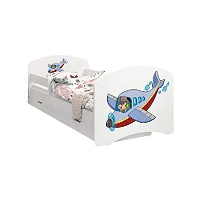 Happy Babies Lit double face avec tiroir Design moderne avec bords sécurisés et protection anti-chute Matelas en mousse de 7 cm (190 x 90, 45 avions) - Publicité Happy Babies Lit double face avec tiroir Design moderne avec bords sécurisés et protection anti-chute Matelas en mousse de 7 cm (190 x 90, 45 avions) - Publicité