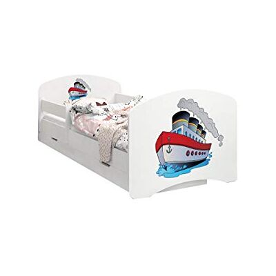 Happy Babies LIT D'ENFANT DOUBLE FACE AVEC TIROIR Design moderne avec bords sécurisés et matelas en mousse antichute 7 cm (Grand Navire, 140x70) - Publicité Happy Babies LIT D'ENFANT DOUBLE FACE AVEC TIROIR Design moderne avec bords sécurisés et matelas en mousse antichute 7 cm (Grand Navire, 140x70) - Publicité