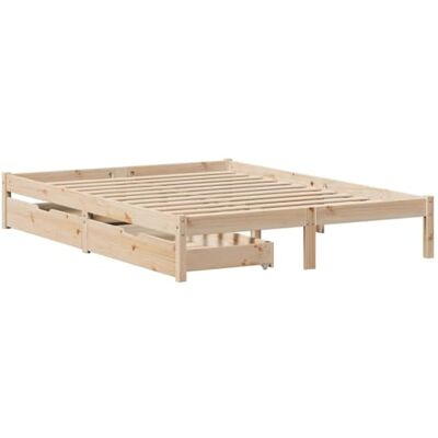 vidaXL Cadre de lit avec tiroirs 140x200 cm Bois de pin Massif, sommier, Cadre de lit Double, Cadre de lit en Bois Massif, Meuble de Chambre à Coucher - Publicité vidaXL Cadre de lit avec tiroirs 140x200 cm Bois de pin Massif, sommier, Cadre de lit Double, Cadre de lit en Bois Massif, Meuble de Chambre à Coucher - Publicité