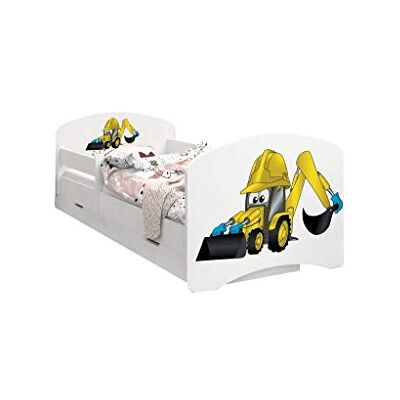 Happy Babies LIT D'ENFANT DOUBLE FACE AVEC TIROIR Design moderne avec bords sécurisés et matelas en mousse antichute 7 cm (Excavateur, 160/80) - Publicité Happy Babies LIT D'ENFANT DOUBLE FACE AVEC TIROIR Design moderne avec bords sécurisés et matelas en mousse antichute 7 cm (Excavateur, 160/80) - Publicité