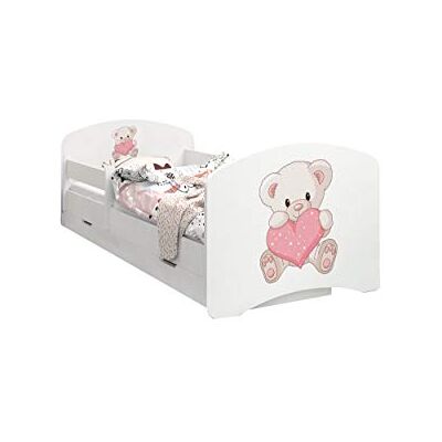 Happy Babies LIT D'ENFANT DOUBLE FACE AVEC TIROIR Design moderne avec bords sécurisés et matelas en mousse antichute 7 cm (Ours en peluche avec coeur, 160/80) - Publicité Happy Babies LIT D'ENFANT DOUBLE FACE AVEC TIROIR Design moderne avec bords sécurisés et matelas en mousse antichute 7 cm (Ours en peluche avec coeur, 160/80) - Publicité