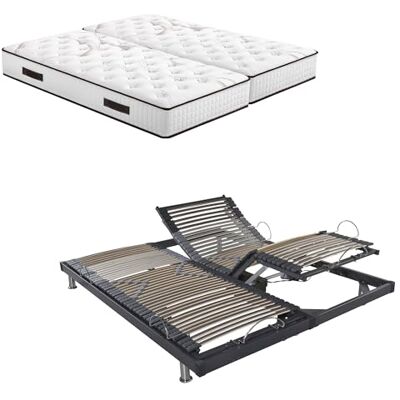 EBAC Literie Ensemble Relaxation S50 + Matelas Mousse Myriade 5 Zones 2x80x200 Gris - Publicité EBAC Literie Ensemble Relaxation S50 + Matelas Mousse Myriade 5 Zones 2x80x200 Gris - Publicité