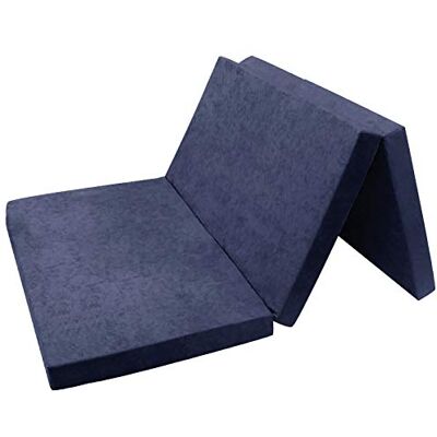 FORTISLINE Matelas d'appoint Pliant 2 Places lit d'appoint lit d'invité futon Pouf 195x120x8 cm Couleur Bleu Marine - Publicité FORTISLINE Matelas d'appoint Pliant 2 Places lit d'appoint lit d'invité futon Pouf 195x120x8 cm Couleur Bleu Marine - Publicité